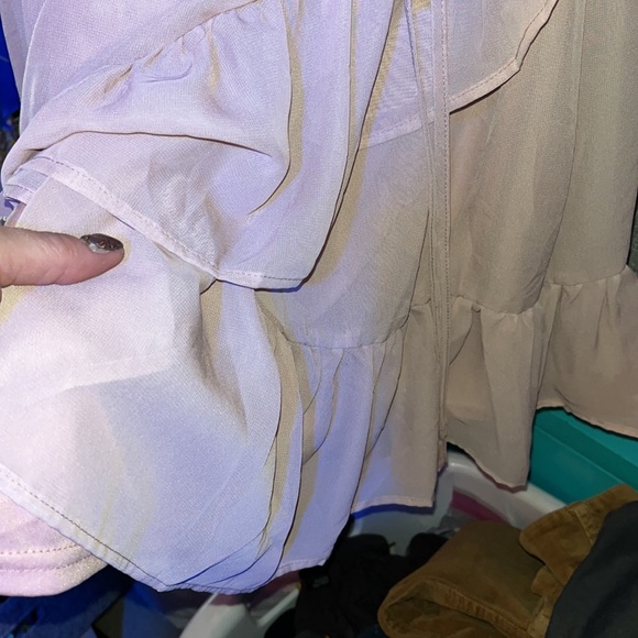 #52–Sadie Robertson (M) pink 💯 % polyester sheer, soft dress with slip and ties - Picture 4 of 7